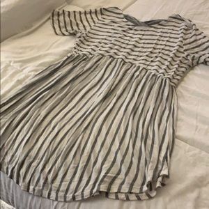 Grey / White Striped Maternity Top